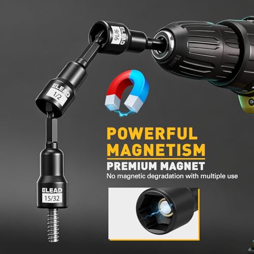 22-Piece Magnetic Nut Driver Set, Metric & SAE (5-13mm & 1/4"-9/16"), 65mm Long, 1/4" Hex Shank Drill Socket Set, Wing Nut-Driver Bit, Quick-change Extension, Magnetic Aluminum Storage Rail - style: Hex with Storage Rail