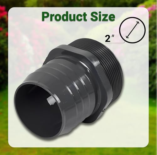 2 Inch PVC Barbed Hose Connector - 2" Barbed Insert x 2" MNPT SCH 40-Garden Hose Fittings - Barbed Connector Hose Adapter Fitting For Water Hose - size: 2" Barbed Insert x 2" MNPT, style: Adapter