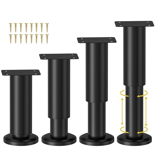 Wlrrcwdttc 4 Pcs Metal Adjustable Furniture Legs 4.72-7.08 inch, Adjustable Cabinet Legs for Sofa/Bed/Chair/Couch/Dresser/Table,Heavy Duty Bed Replacement Support Legs for Bed Frame/Bed Center Slat - size: 4.72-7.08 inch (4pcs)