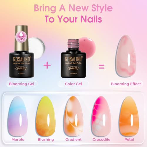 ROSALIND 30pcs Colors Gel Nail Polish Set with Cateye Gel and Base Top Coat | 20 Nude Pink Red Blue Color Gel Polish,5pcs Cat Eye Gel Nail Polish,Blooming gel,3Pcs Glossy Matte Glitter Top Coat,Base Coat - color: All Moods 25+5 Colors
