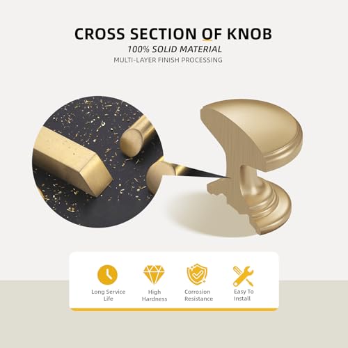 Goldenwarm Cabinet Knobs, Champagne Bronze Dresser Knobs 1-1/5 Inch 10 Pack Round Kitchen Hardware, Solid Zinc Alloy, Single Hole, Screws Included, Drawer Knob for Cupboard Dresser Bathroom Vanity - color: Champagne Bronze