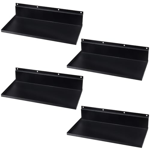 4 Pack 17×8 Inch Metal Slatwall Shelves, Black - style: 4 Pack Black