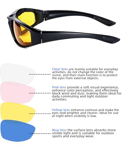 4 Pair Motorcycle Glasses Riding Glasses UV Protection Windproof And Dustproof Motorcycle Foam Cushion Goggles - color: Blue + Yellow + Clear + Pink