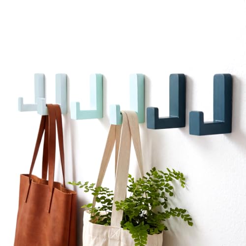 Teenyyou 6 Pcs Cute Kids Wall Hooks Adhesive for Backpack White，Mint，Blue - color: White，mint，blue