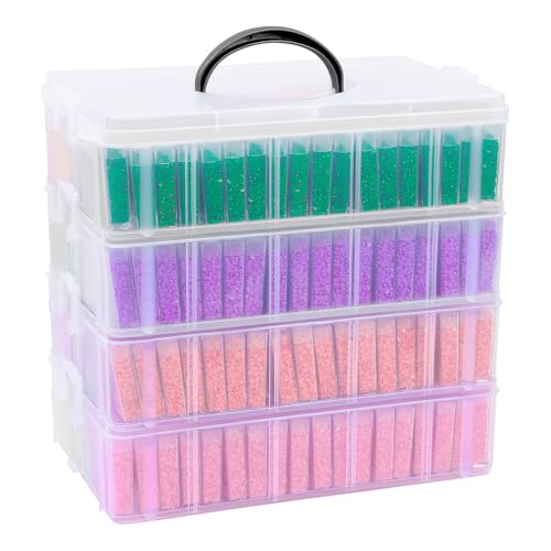 VTG Diamond Painting Storage Containers with 320 Grids Diamond Art Storage Bead Organizer Painting Accessories DIY Jewelry Craft - style: Four-layer small square bottle
