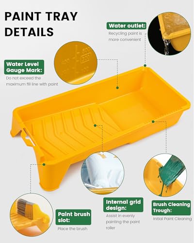 Voomey Foam Paint Roller, 4 Inch Mini Flock Foam Cover Kit - size: 4 Inch Mini Flock Foam Paint Roller Kit 11 Pack