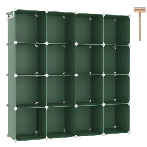 C&AHOME 16 Cube Storage Organizer Cube Shelf Units Storage Cubes, Green - color: Green