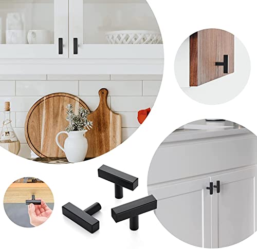 Ravinte 10 Pack Black T Bar Square Cabinet Knobs 2in Cabinet Pulls | Matte Black Finish, Solid Metal, Easy Install, Screws Included, Hardware, Kitchen, Bathroom, Drawers, Cabinets - color: Black, size: 10 Pack, style: Square