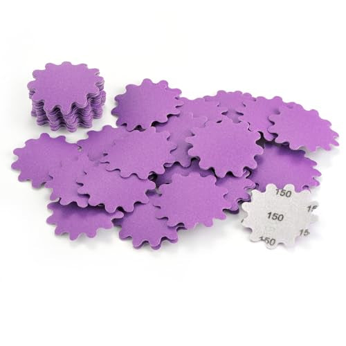 MAXMAN 2"Sanding Discs, 150 Grit Flex Edge Sandpaper, for Drill/Bowl Sander | 50Pcs Wet/Dry Sand Paper, Hook and Loop Sanding Discs, Wavy Sand Paper, for Drill Sanding Attachments, Edge Sanding Tools - style: 150 Grit