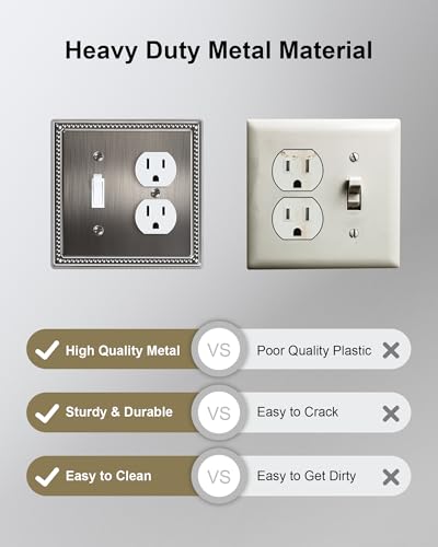 2-Pack Combo Toggle/Duplex Light Switch Cover Plate, Heirloom Silver - color: Heirloom Silver, size: Toggle/Duplex 2PK