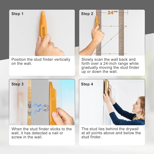 2 PCS Stud Finder, Magnetic Stud Finder Easy to Use, No Batteries Required, Rapid to Locate Screws, Nails, Metal Studs Through Drywall and Wood - Powerful Magnet Stud Finder