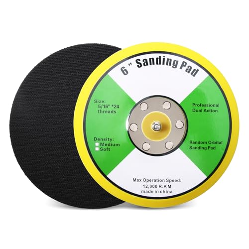 2Pcs 6in Hook and Loop Flexible Backing Pad, 6" Sanding Back Pad 5/16" 24 Thread for Air Orbital Sander and Pneumatic Polisher - style: 2pcs 6inch