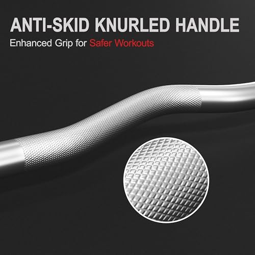 Yaheetech Curl Bar with Weights Adjustable W-Shaped Barbell Home Gym Set | Knurled iron bar with concrete-filled hdpe plates, star locks adjust weight for compact, gym-free strength training at home - size: 55 lbs