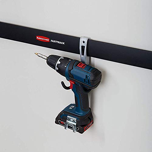 Rubbermaid Universal Powder Coaded Metallic Fasttrack Hanging Garage Hook Organizers for Ladder, Tool, and Bike Storage (4 Pack)
