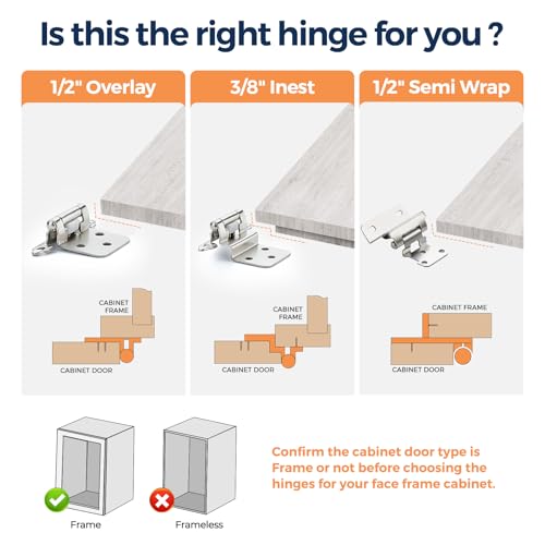 Polished Chrome Cabinet Hinges, 3/8 Inch Inset, 4 Pack(2Pairs) - color: Polished Chrome