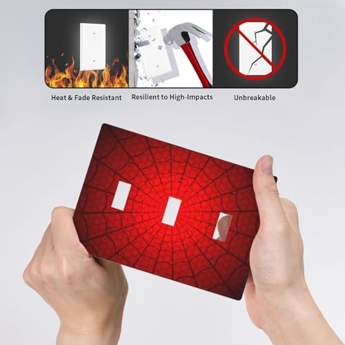 Spider Web Triple Toggle Light Switch Cover Plate | Fits standard 2-gang toggle and rocker switches, Durable polycarbonate thermoplastic with fade-resistant printed finish - color: Spider Web, size: Triple Toggle
