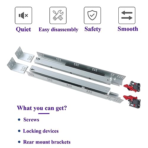 Undermount Soft Close Drawer Slides 18 Inch 6 Pairs Full Extension - size: 18 Inch