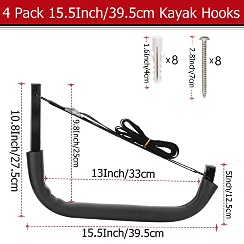 Kayak Storage Hooks, Wall Mount Garage Canoe Storage Hangers for Kayaks or Paddleboards, Heavy Duty Wall Rack - style: 150LBS Capacity