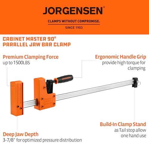 Jorgensen 24-inch Bar Clamps Set, 2-pack Cabinet Master 90° Parallel Clamps - size: 24 Inch