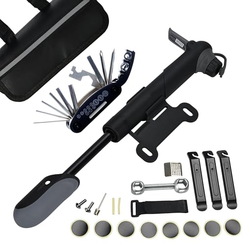 DAWAY Bike Repair Tool Kits - Bicycle Repair Bag & 120 PSI Bike Pump or Saddle Bag Set, with 16 in 1 Bicycle Multitool, Bike Tire Levers Wrench, Portable Patches Fixes - Practical Cycling Accessories - style: bike tool kits with frame bag