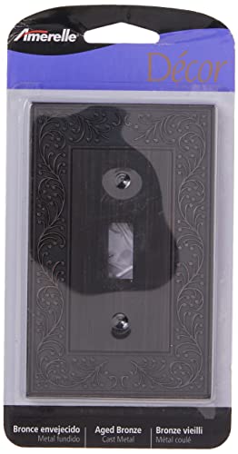 Amerelle 43TVB English Garden Wallplate, 1 Toggle, Cast Metal, Aged Bronze, 1-Pack - color: Aged Bronze, size: 1 Toggle