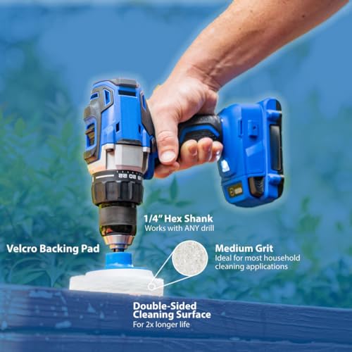 RotoScrub 7 Pack Drill Brush Set for Deep Cleaning, Scratch Resistant, Bathroom, Oven, Countertops, Sinks, Soap Scum, Tile, Boats, Patio Furniture & More