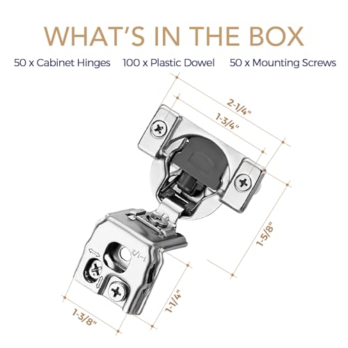 Soft Close Hinges for Kitchen Cabinet Hinges, 1-1/2 Inch Overlay, 50 Pack - size: 1-1/2 inch Overlay