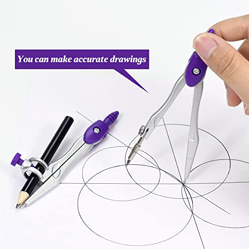Unjoo Math Geometry Set 10 Pcs, Compass and Protractor for Students(Purple - color: Purple1