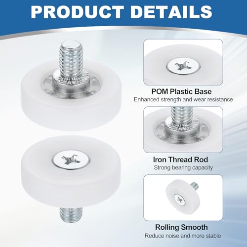 uxcell 6Pcs 25mm Drawer Rollers, M6 x 0.35" Thread Plastic Positioning Pulleys Flat Surface Small Drawer Pulley Bearing Replacement Wheel for Furniture Parts Cabinet Cupboard Slides - size: 25mm M6 x 0.35"