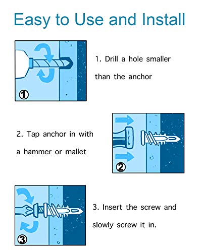 IMScrews 100pcs Plastic Self Drilling Drywall Anchors with Screws Assortment Kit, Wall Anchors Kit with 50pcs Screws/50pcs Drywall Anchors