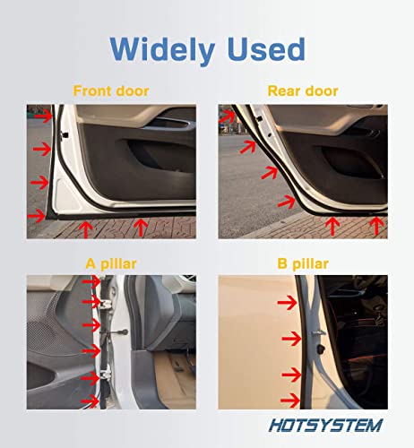 D-Shape Door Rubber Seal Strip Weatherstrip 3M Self Adhesive Hollow for Car Truck Motor Door Cover Trunk (Black, 26.25 feet)