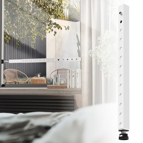 WooFog Adjustable Window Security Bars Vertical, Heavy Duty Sliding Patio Glass Door Lock Bar with Rubber Feet, 17-32 inch Window Safety Stopper for Up and Down Windows -White 1 PCS Patented - size: 17" to 32"-1 PCS