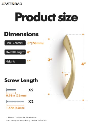 Brushed Gold Cabinet Pulls 3 Inch Arch Twisted Brass Handles Drawer Kitchen Cupboard Bathroom Dresser Cabinet Hardware Zinc Alloy 10 Pack - color: Brushed Gold, size: 3 Inch Hole Centers