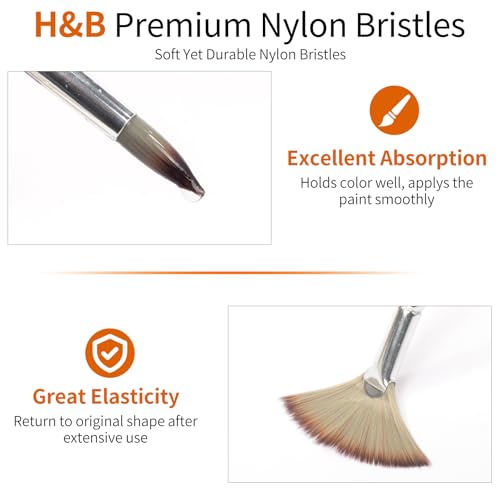 H & B 25PCS Paint Brush Set with Canvas Roll for Acrylic Oil Watercolor - color: Nature Wood