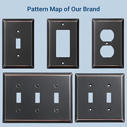 DEWENWILS 4 Pack Duplex Wall Plate, Aged Bronze Outlet Cover | 4 Pack, Mid Size 4.92" x 3.14", Metal Wall Plates for Electric Outlet, GFCI, Dimmer Switch, Toggle Switch - color: Aged Bronze, size: 1-Gang Duplex, 4 Pack