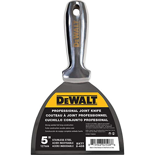 DEWALT 5" All Stainless Steel Joint Knife | One-Piece Premium Polished Metal Putty Blade | 2-405 - size: 5-Inch