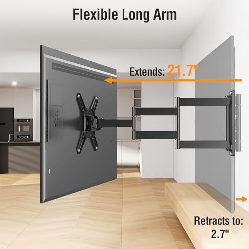 ELIVED Long Arm TV Mount for 14-42" TVs Monitors, Max VESA 200x200 - size: 5 Arms: 21.7"