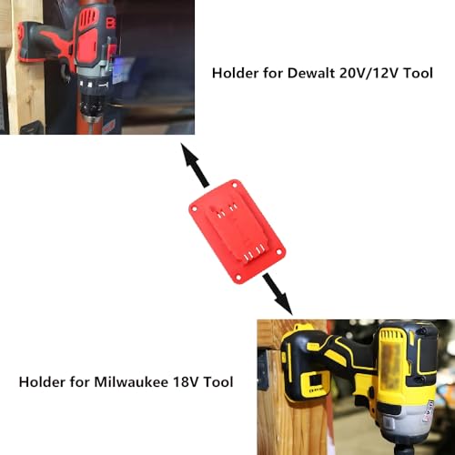 8 Pcs Universal Tool Holders Wall Mount Compatible with M18 18V tools,Also Compatible with Dewalt 12V and 20V Tools(with screws)