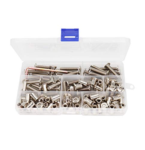 100pcs M6x15mm/20mm/25mm/30mm/35mm Rivet Countersunk Hex Socket Cap Bolts and Hex Head Barrel Nuts Assortment Kit for Furnitures Cribs Chairs, Nickel Plated - size: 15/20/25/30/35mm 100pcs