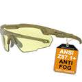 HTS HUNTERSKY Ballistic Tactical Shooting Glasses ANSI Z87+ UV400 Protective Eyewear - color: Green Yellow