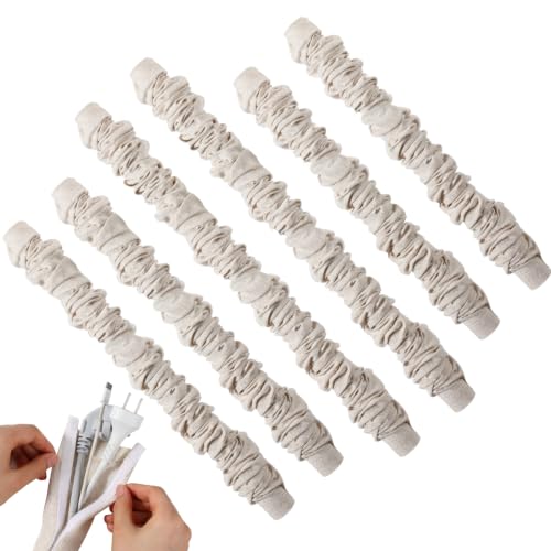 2x3.7ft,2x3.9ft,2x4.2ft 6 Pack Fabric Cord Cover for Electric Wire, Beige - size: 2x3.7ft,2x3.9ft,2x4.2ft