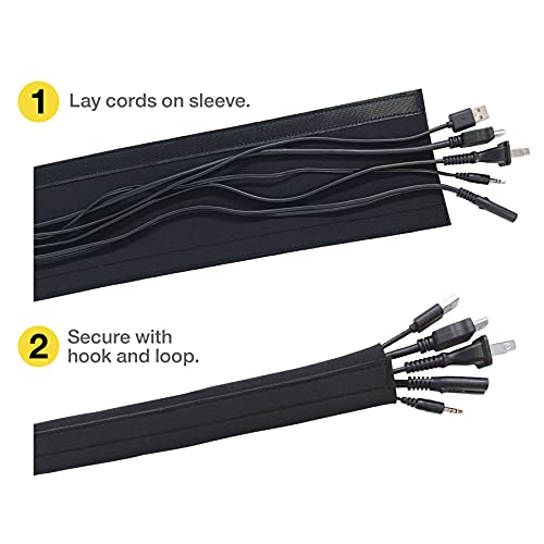 Hook and Loop Cable Sleeve by Wrap-It Storage - 48" x 4.5" (2-Pack) Black - size: 48 in (2-Pack)
