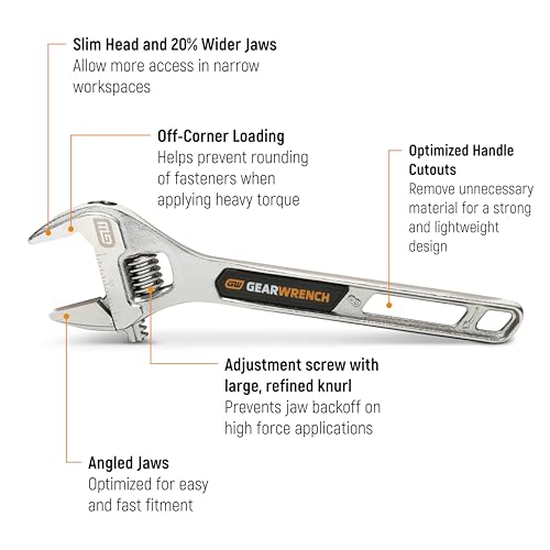 GEARWRENCH 8" Chrome Adjustable Wrench | 89752 - style: 8-inch