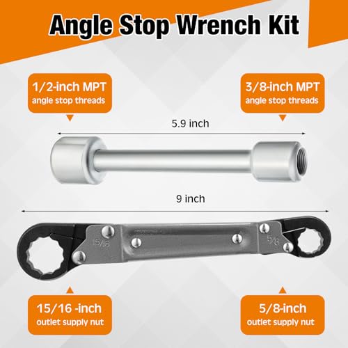 4 Pcs Angle Stop Wrench Kit Plumbing Tool, Olive Ring Removal Tool with Diameter of 1/2", 3/4", Compression Sleeve Puller for 1/2" Compression Fitting, Install Angle Stop Nut (Olive,Grey) - size: Grey, style: Olive