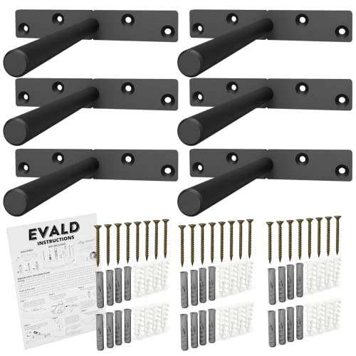 EVALD Heavy Duty Floating Shelf Brackets 6 Inch, Hidden Shelf Brackets with Screws & Anchors, Floating Shelves Hardware, Brackets for Shelves Heavy Duty (6 Pack) - size: 6 Inch, style: 6 Pack Heavy-duty