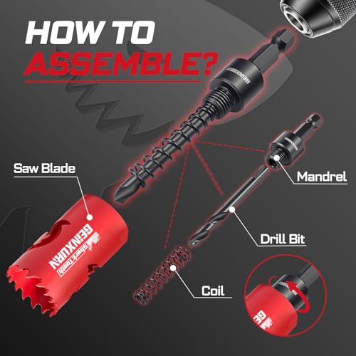 Geinxurn 1-1/8 Inch(29mm) Hole Saw, 2PCS HSS Bi-Metal Hole Saw Kit with Shark Tooth Hole Cutter for Wood,Drywall, PVC Boards and Thin Metal - color: 2 PCS 1-1/8"