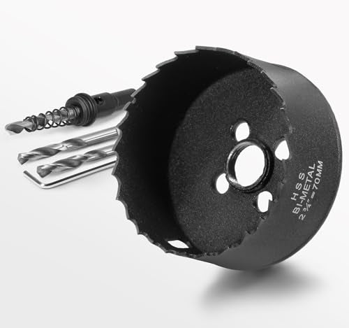 2-3/4 Inch Hole Saw with 3/8" Triangle Shank Quick Change Arbor, JTemgle Bi-Metal Hole Saw Heavy Duty Hole Cutting Tool for Cornhole Boards, Recessed Lights, Wood, Plastic, Drywall & Soft Metal - size: 2-3/4"