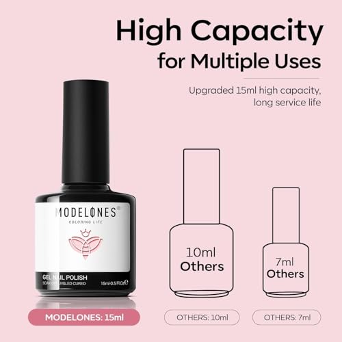 modelones French Tip Gel Nail Polish Set 2 Pcs 15ml Black and Milky Pink - color: A1-French Muse