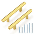 Probrico 5 Pack 3 Inch Center-to-Center Kitchen Cabinet Pulls T Bar Gold Cabinet Handles Modern Drawer Hardware Dresser Pulls, 5 Inch Total Length - color: Gold, size: hole center 3"