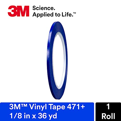 3M Vinyl Tape 471+, 1/8 in x 36 yd, Indigo, 1 Roll - size: 1/8 in x 36 yd